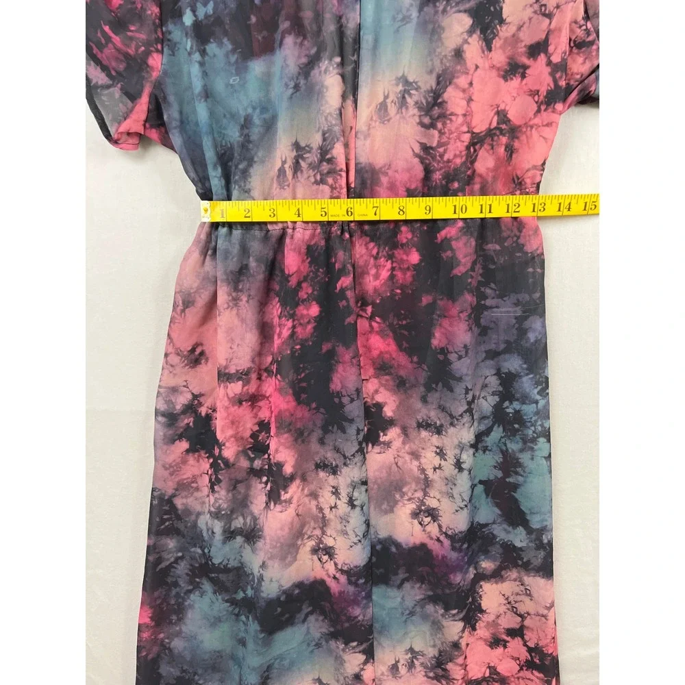 Torrid 2 Maxi Kimono Duster Womens 2X Multicolor Tie Dye Chiffon Drawstring